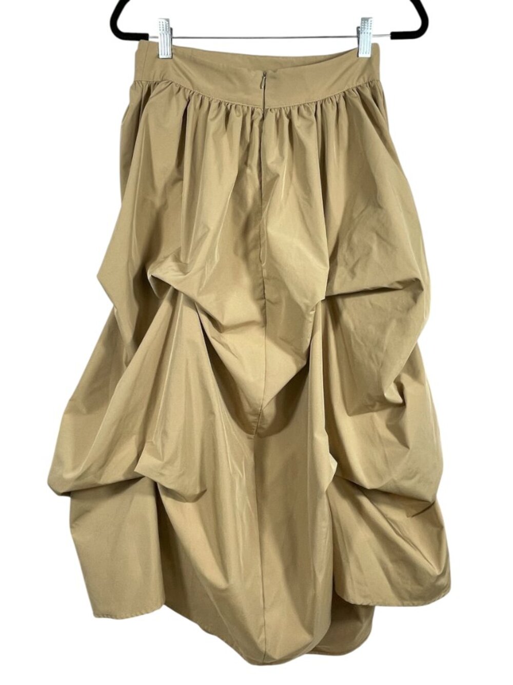 Cider Khaki Sculptural Bubble Midi Skirt Draped Avant Garde Architectural M NWOT - Picture 3 of 11